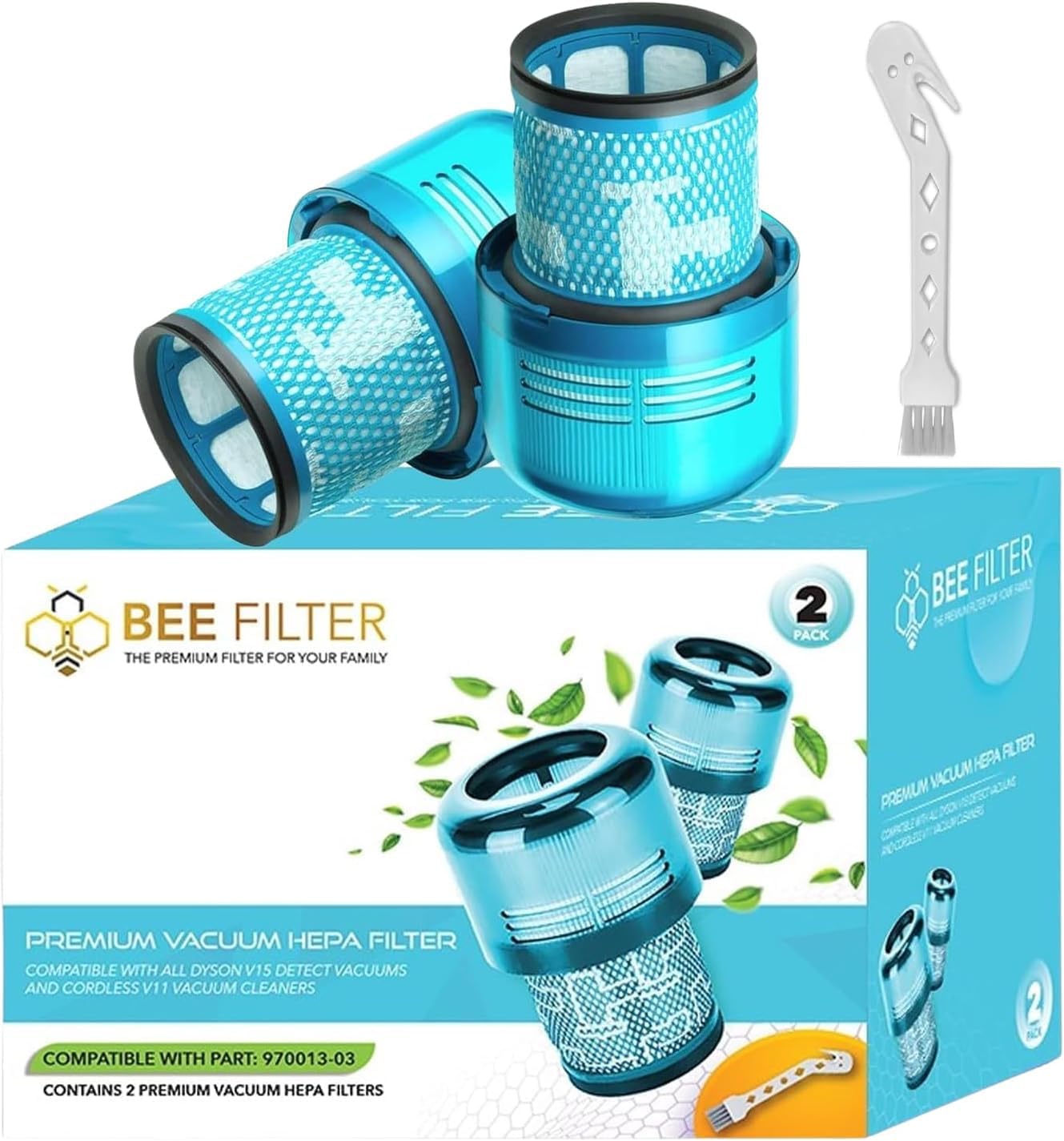 Bee Filter blue replacement filters for Dyson V15 and V11, two pack