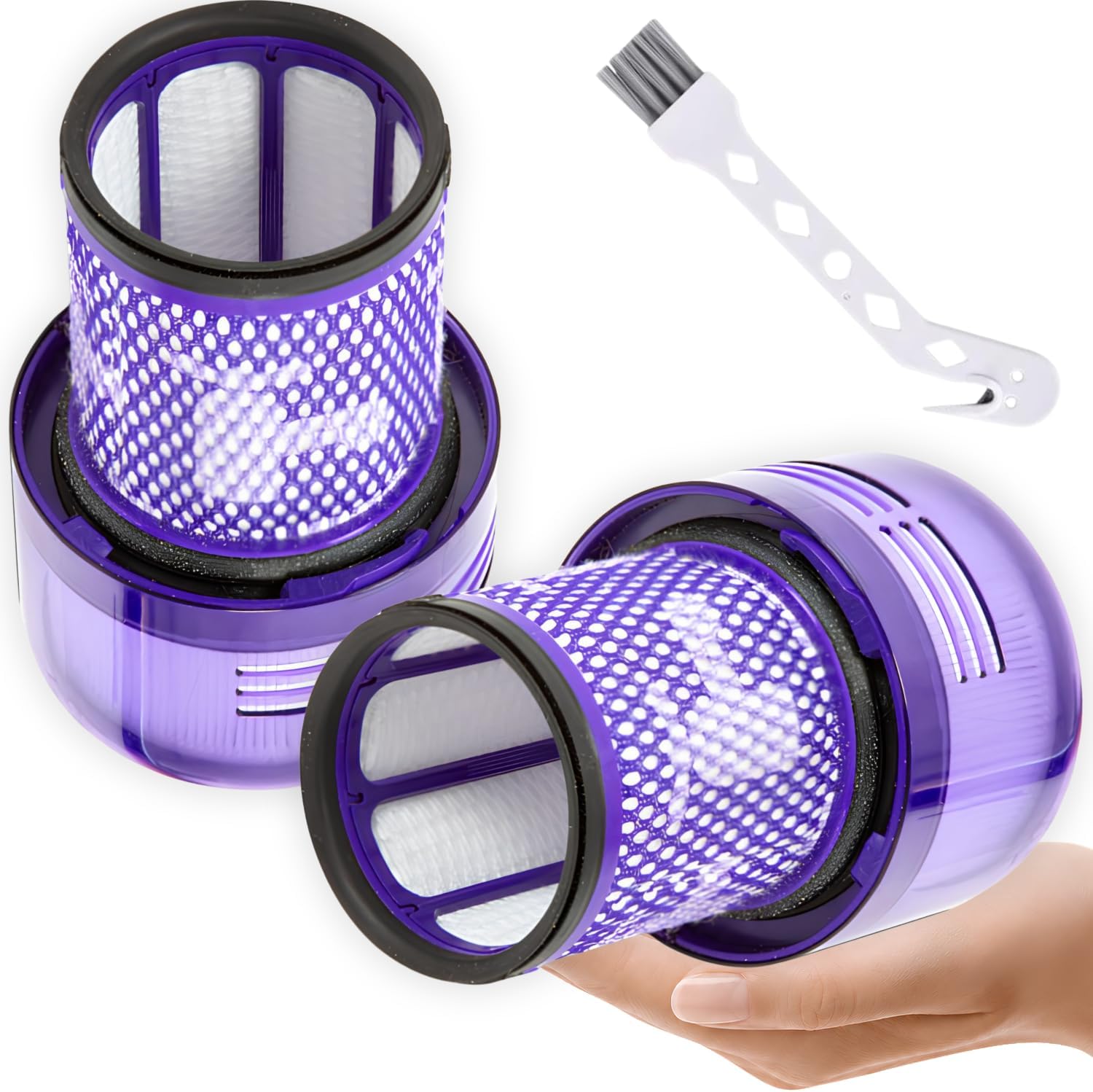 Dyson V12 Filter, 2 True HEPA Premium Filters Replacement compatible with Dyson V12, V12 Detect, V12 Detect Slim, V12 Detect Slim Absolute, V12 Filter Replacement, Part no. 971517-01